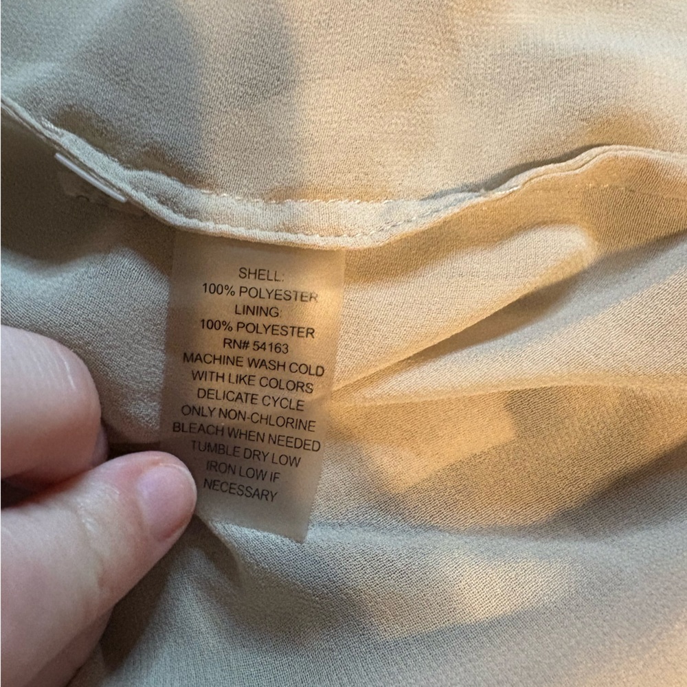 Calvin Klein Women's S Cream and Brown Long Sleeve Blouse - Picture 6 of 6